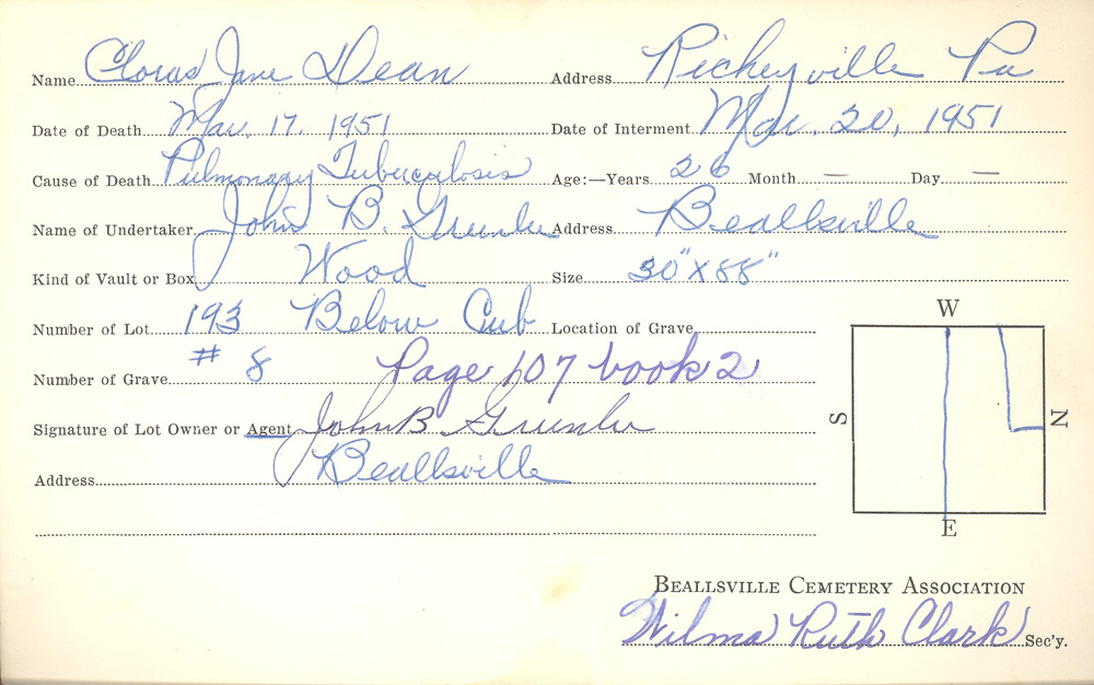 burial card